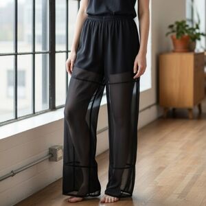 EUC Sterling Styles Vintage Black Layered Sheer Pants One Size Lagenlook!